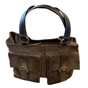 Coach Womens Doctor Satchel Handbag Brown Leather Buckle Dual Handle Vintage M